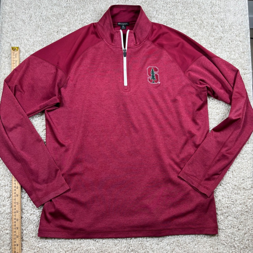 Champion Elite Stanford University Quarter Zip Mens XL‎ Burgundy Excellent NCAA